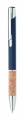 Ballpoint pen made of aluminum with a cork grip, Blue