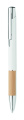 Ballpoint pen made of aluminum with a bamboo grip, White