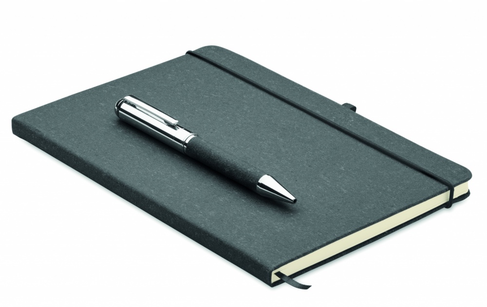 Logo trade promotional giveaways image of: Recycled leather notebook set