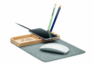 Logo trade corporate gifts picture of: Wireless charger in bamboo 15W