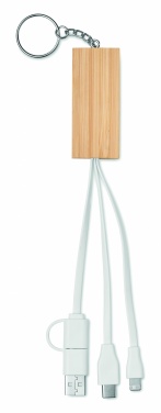 Logo trade promotional items image of: Bamboo key ring and stand Salo