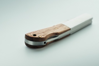 Logo trade promotional giveaways image of: Foldable knife in acacia wood