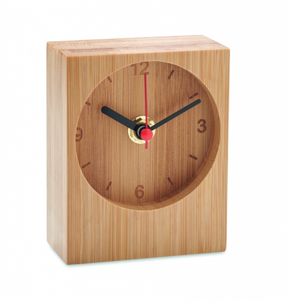 Logo trade advertising products image of: Bamboo table clock