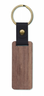 Logotrade promotional merchandise image of: Key ring in walnut and PU Kokkola