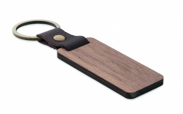 Logo trade promotional gifts image of: Key ring in walnut and PU Kokkola