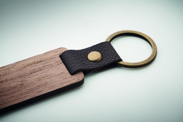 Logotrade promotional merchandise image of: Key ring in walnut and PU Kokkola