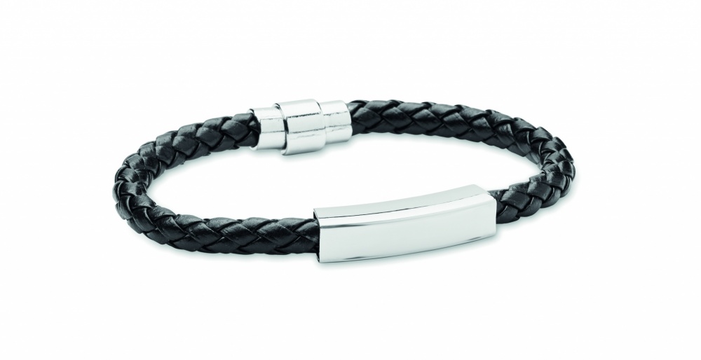 Logo trade corporate gifts image of: Braided faux leather bracelet