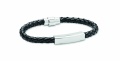 Braided faux leather bracelet, Black