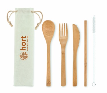 Logo trade corporate gift photo of: Bamboo cutlery with straw