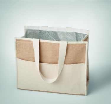 Logo trade business gifts image of: Jute and canvas cooler bag