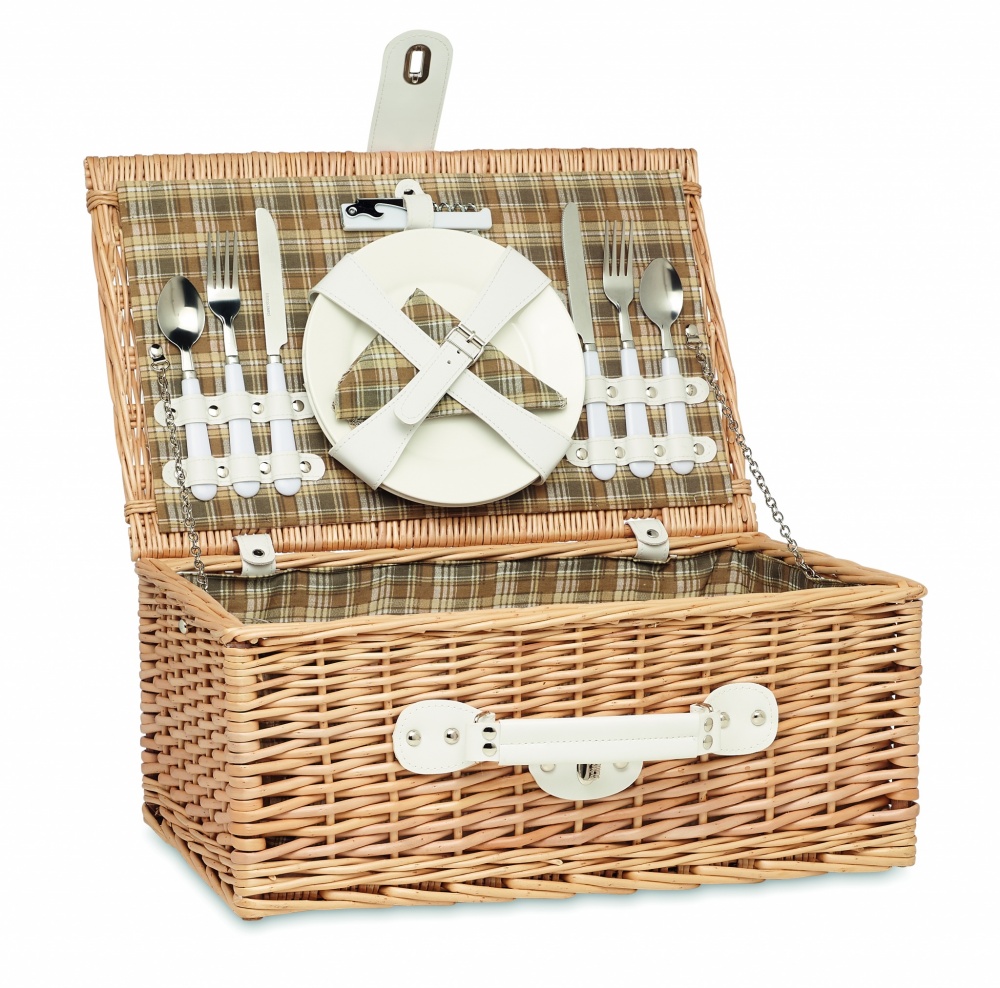 Logo trade corporate gifts image of: Wicker picnic basket 2 people