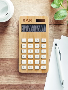 Logo trade promotional giveaways picture of: 12 digit bamboo calculator