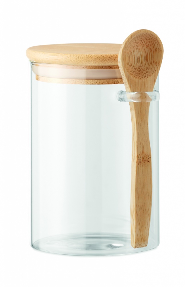 Logo trade corporate gift photo of: Glass jar with spoon 600 ml