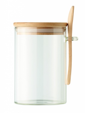 Logo trade promotional giveaway photo of: Glass jar with spoon 600 ml