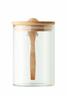 Logo trade promotional giveaways picture of: Glass jar with spoon 600 ml