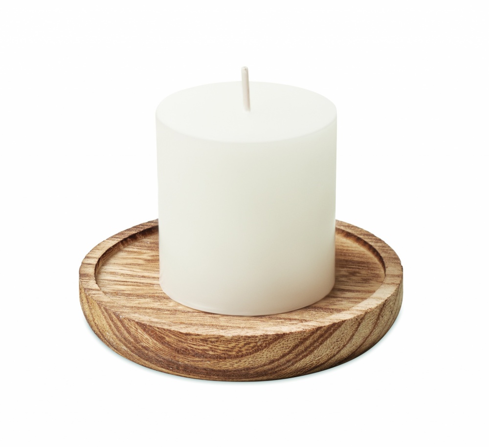 Logo trade promotional gifts picture of: Candle on round wooden base