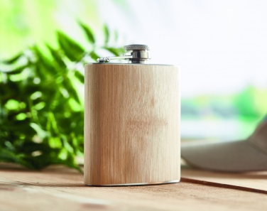 Logotrade business gift image of: Bamboo slim hip flask 170ml