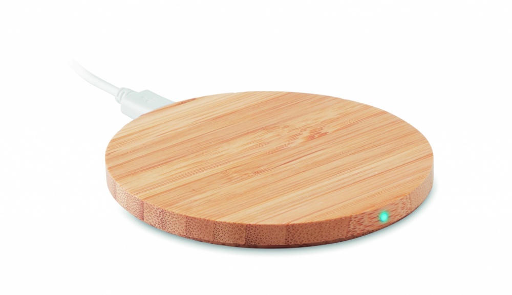 Logotrade promotional item image of: Wireless charger bamboo 10W RUNDO +