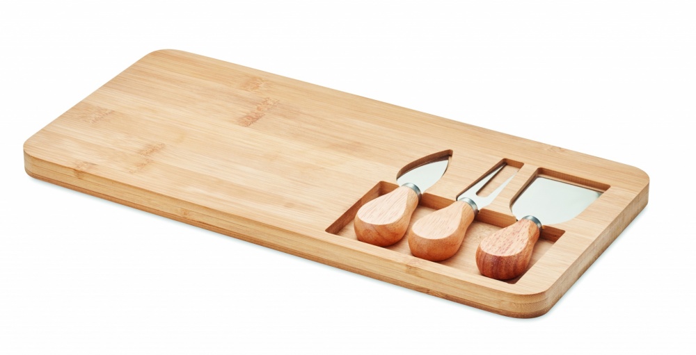 Logo trade business gift photo of: Bamboo Cheese board set Leipzig