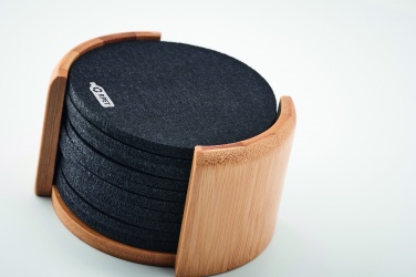 Logotrade promotional giveaways photo of: RPET coasters in bamboo holder