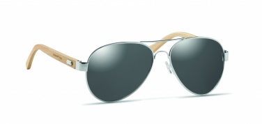 Logo trade promotional giveaways image of: Bamboo sunglasses in pouch TARTU