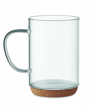 Logo trade promotional giveaways picture of: Glass mug 400ml with cork base