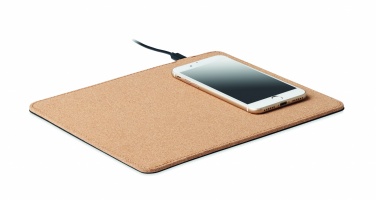 Logo trade promotional giveaways picture of: Cork mouse mat charger 15W