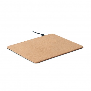 Logo trade promotional items image of: Cork mouse mat charger 15W