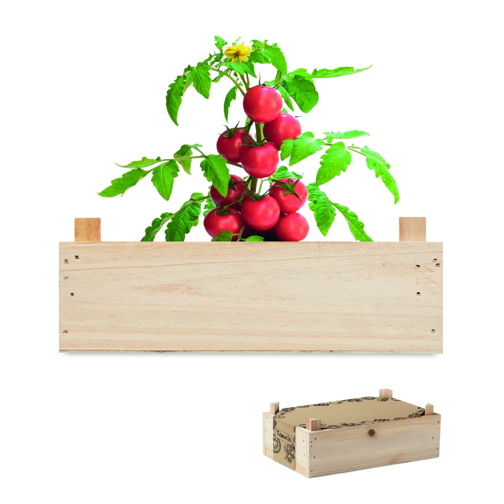 Logo trade promotional merchandise picture of: Tomato kit in wooden crate