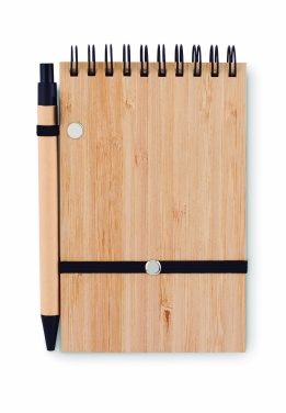 Logotrade advertising product picture of: A6 bamboo notepad with pen SONORABAM