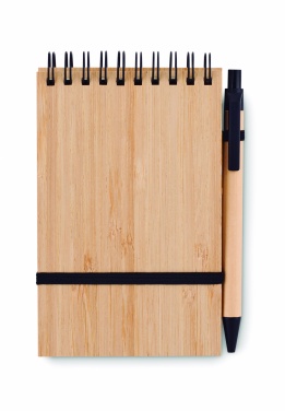 Logo trade corporate gifts picture of: A6 bamboo notepad with pen SONORABAM