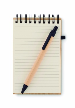 Logo trade promotional merchandise photo of: A6 bamboo notepad with pen