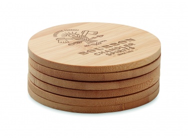 Logo trade promotional gifts image of: Set of 6 bamboo coasters