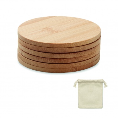 Logo trade business gifts image of: Set of 6 bamboo coasters