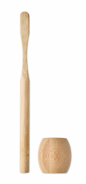 Logo trade corporate gifts picture of: Bamboo tooth brush with stand