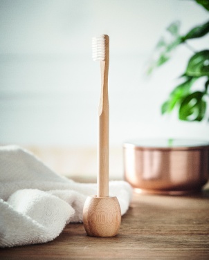 Logo trade promotional merchandise photo of: Bamboo tooth brush with stand