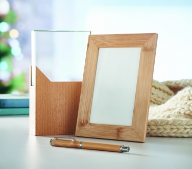 Logo trade business gift photo of: Bamboo photo frame