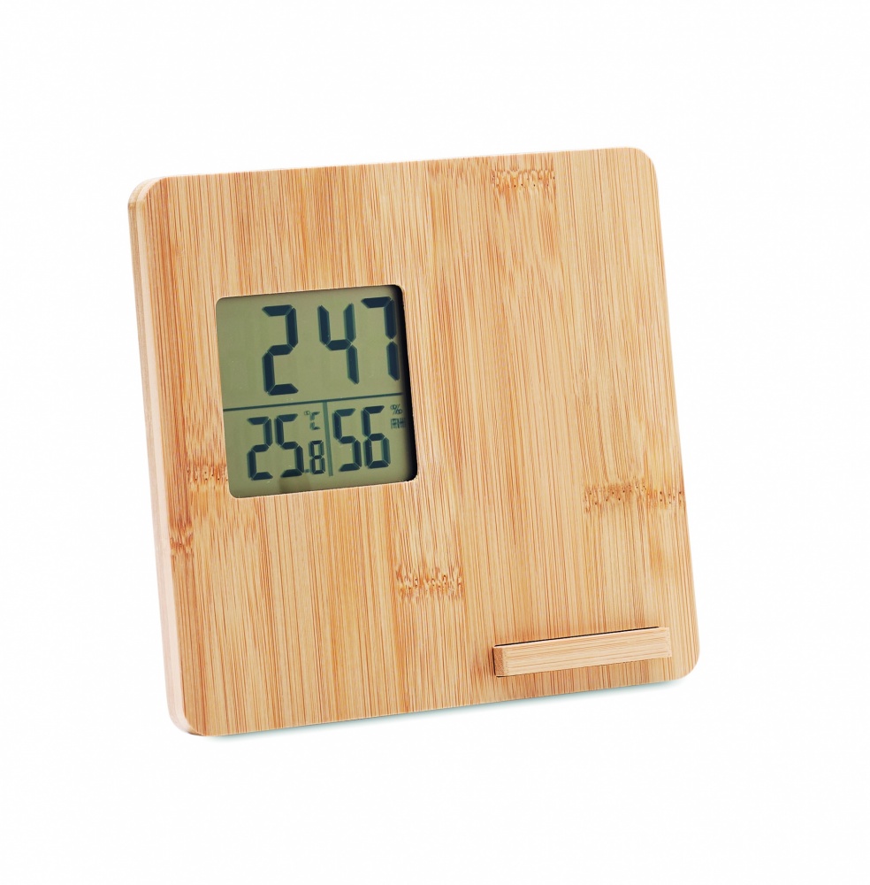 Logotrade corporate gift picture of: Bamboo weather station 10W