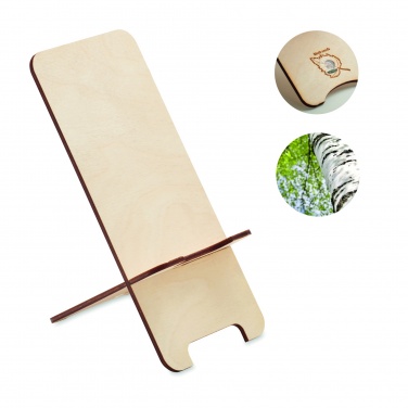 Logo trade promotional products image of: Birch Wood phone stand