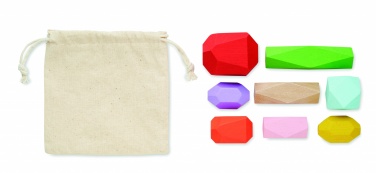 Logo trade promotional items image of: 8 stacking wood rocks in pouch