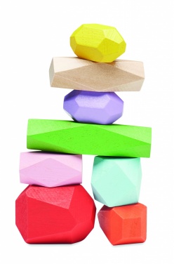 Logo trade advertising products picture of: 8 stacking wood rocks in pouch