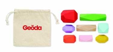 Logo trade promotional gifts picture of: 8 stacking wood rocks in pouch