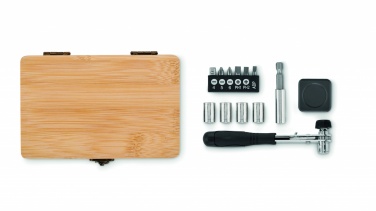 Logotrade promotional product picture of: 13 piece tool set, bamboo case