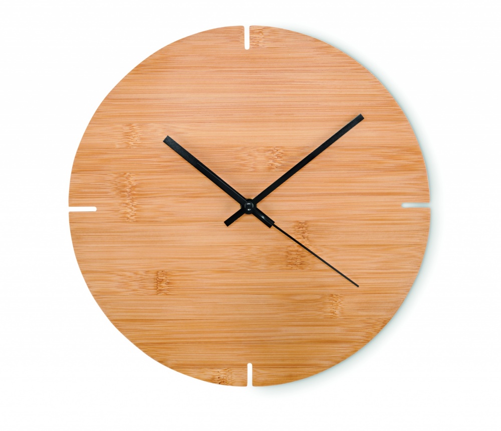 Logo trade promotional giveaways image of: Round shape bamboo wall clock