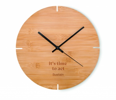 Logo trade corporate gifts image of: Round shape bamboo wall clock