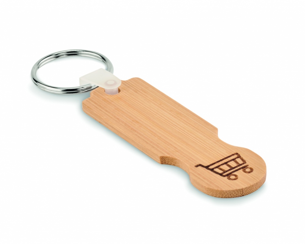 Logotrade promotional gift picture of: Bamboo euro token key ring