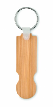 Logotrade promotional merchandise photo of: Bamboo euro token key ring Rauma