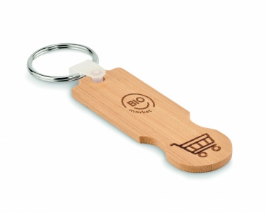 Logo trade promotional gifts image of: Bamboo euro token key ring