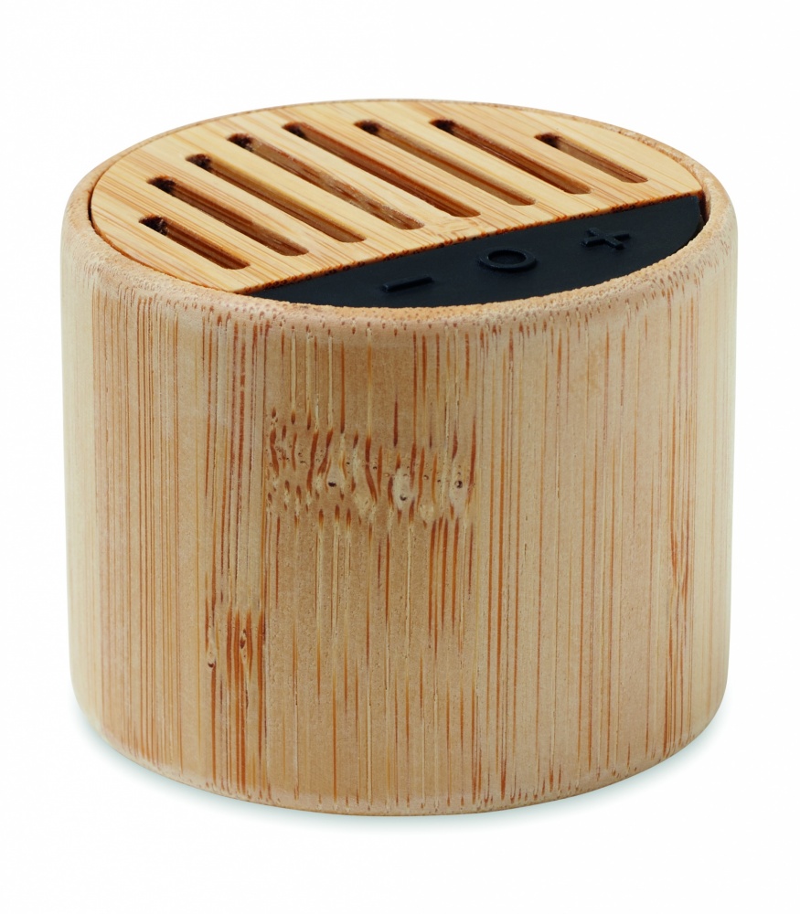 Logotrade promotional item image of: Round bamboo wireless speaker