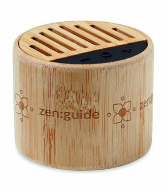 Logotrade promotional merchandise picture of: Round bamboo wireless speaker